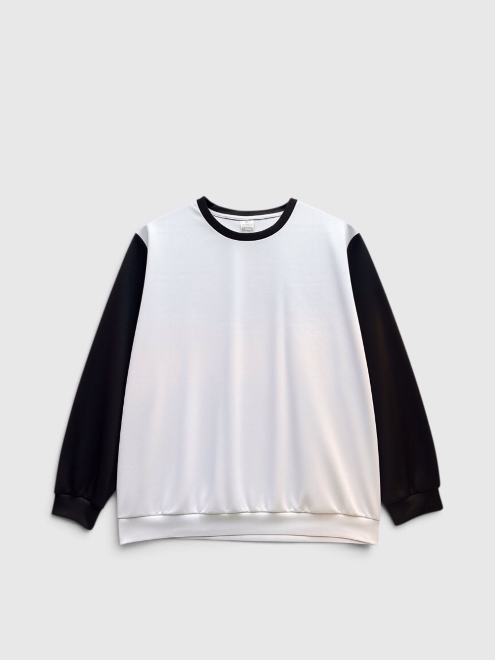 Men's Two-Tone Crewneck Sweatshirt  Cuff Sleeves White/Black Size-XL NIB - Picture 3 of 7